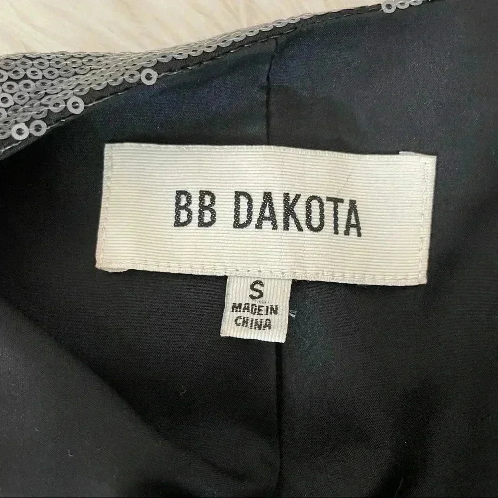 BB Dakota Sequin Draped Front Style Blazer Gunmetal Color Sequins - Picture 6 of 6
